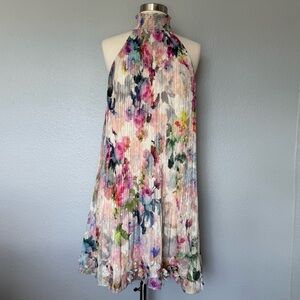 Alex Marie Elegant Cream Floral Semi-Formal Wedding Guest Sleeveless Short Dress